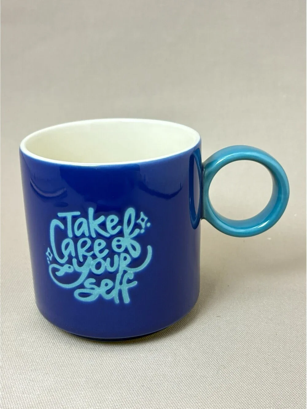 Tabitha Brown Target Take Care of Yourself Coffee Mug Blue Stoneware Round Handl
